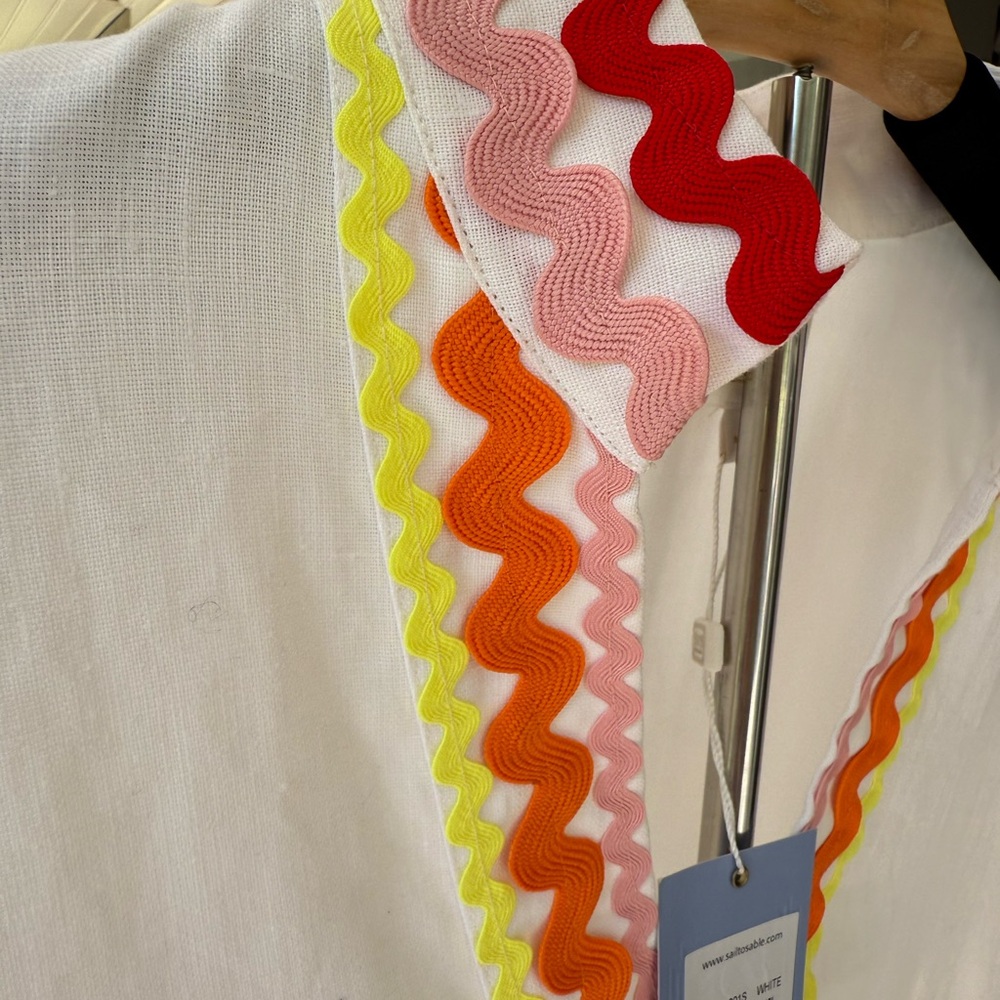 Tuckernuck White Long Sleeve Dress with Colorful Trim - Picture 3 of 6